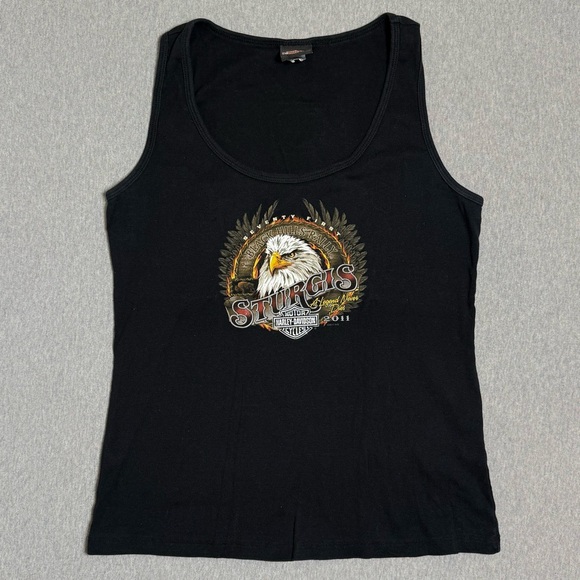 Harley Davidson Shirt Womens XL Black Sleeveless Motorcycle Biker Sturgis Y2K - Picture 4 of 8
